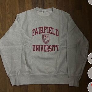 Fairfield University Champion Gray and Red Crewneck Reverse Weave